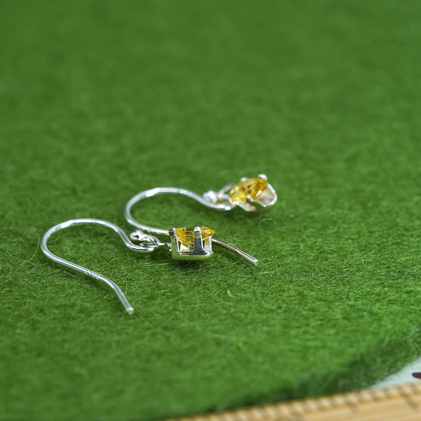 Vintage Sterling 925 silver handmade earrings with citrine