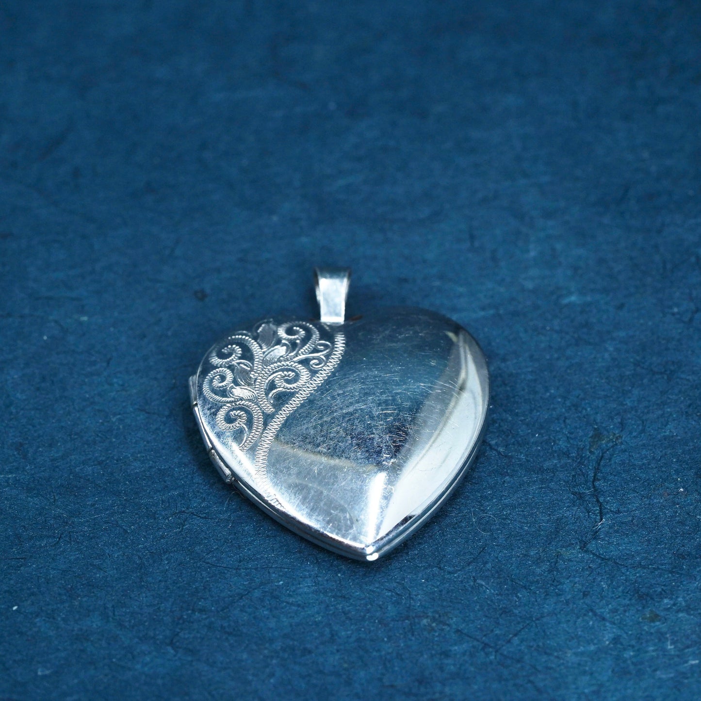 Vintage Sterling silver handmade pendant, 925 heart photo locket