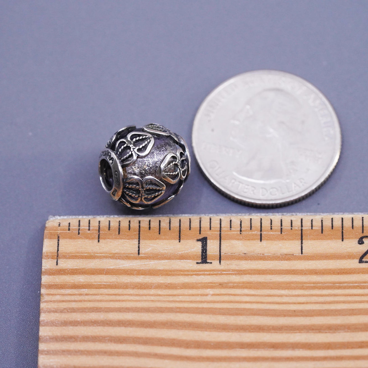 Cedora Italy 925 Sterling Silver Designer Murano Art Glass filigree Bead Charm