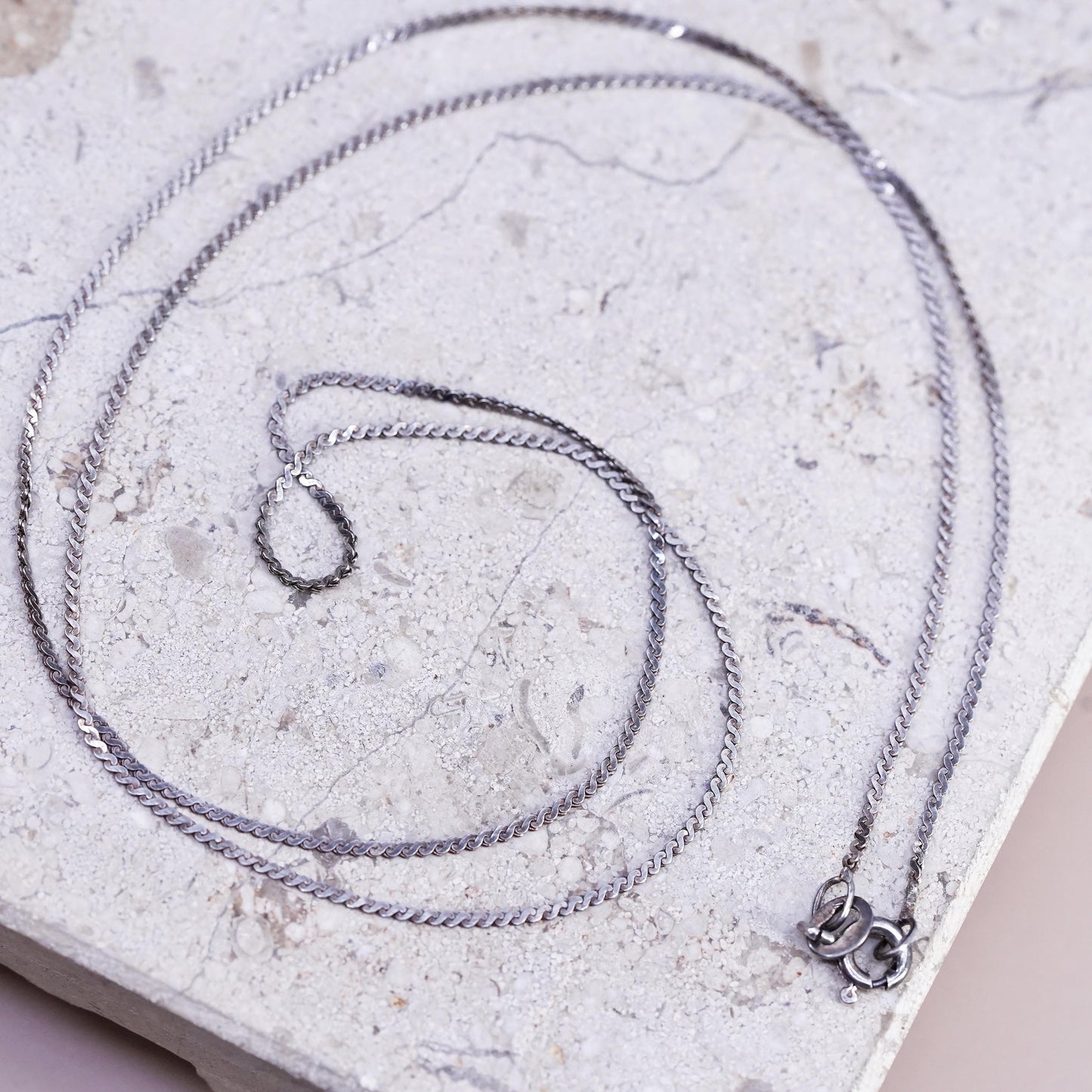 20", 1mm, vintage Sterling silver handmade necklace, 925 s link chain