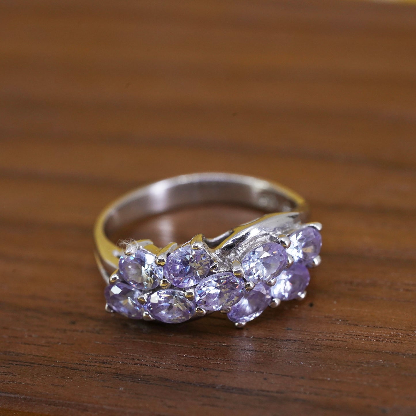 Size 5, vintage Sterling silver handmade ring, 925 band with amethyst