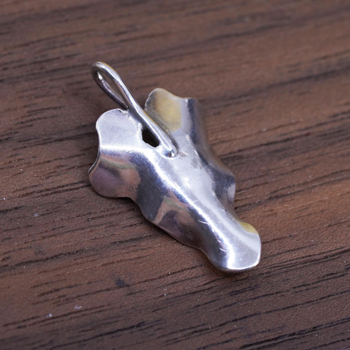 Vintage sterling 925 silver handmade grape leaf pendant