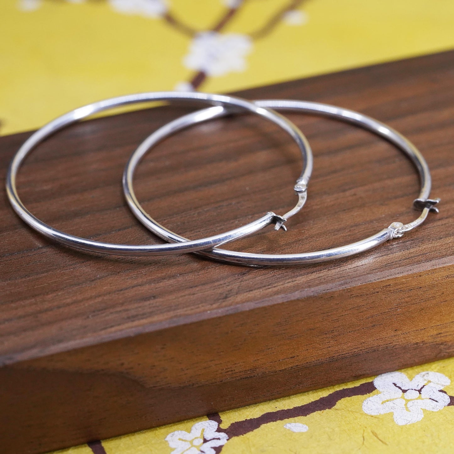2", vintage Sterling silver handmade earrings, 925 hoops