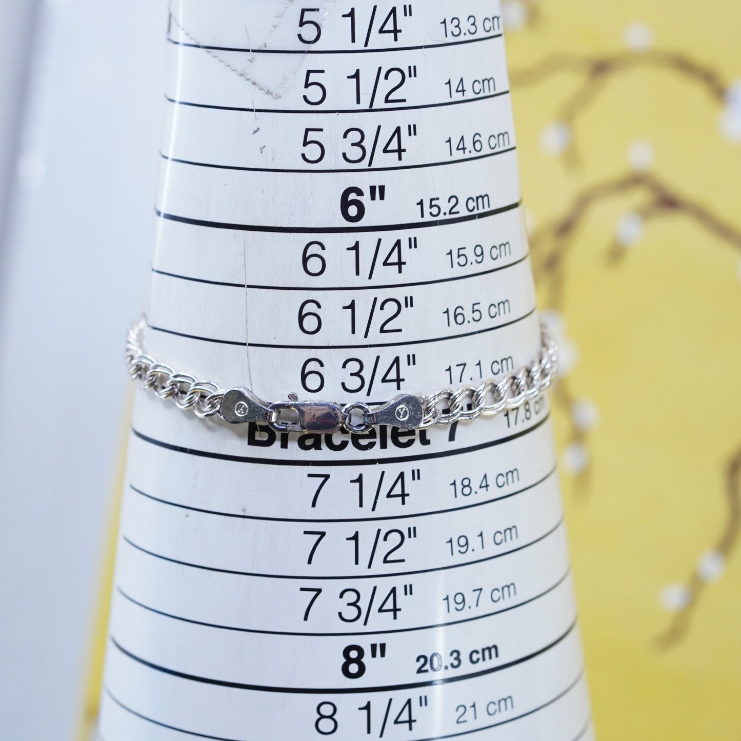 7”, 5mm, vintage Sterling silver handmade double curb bracelet, 925 charm chain
