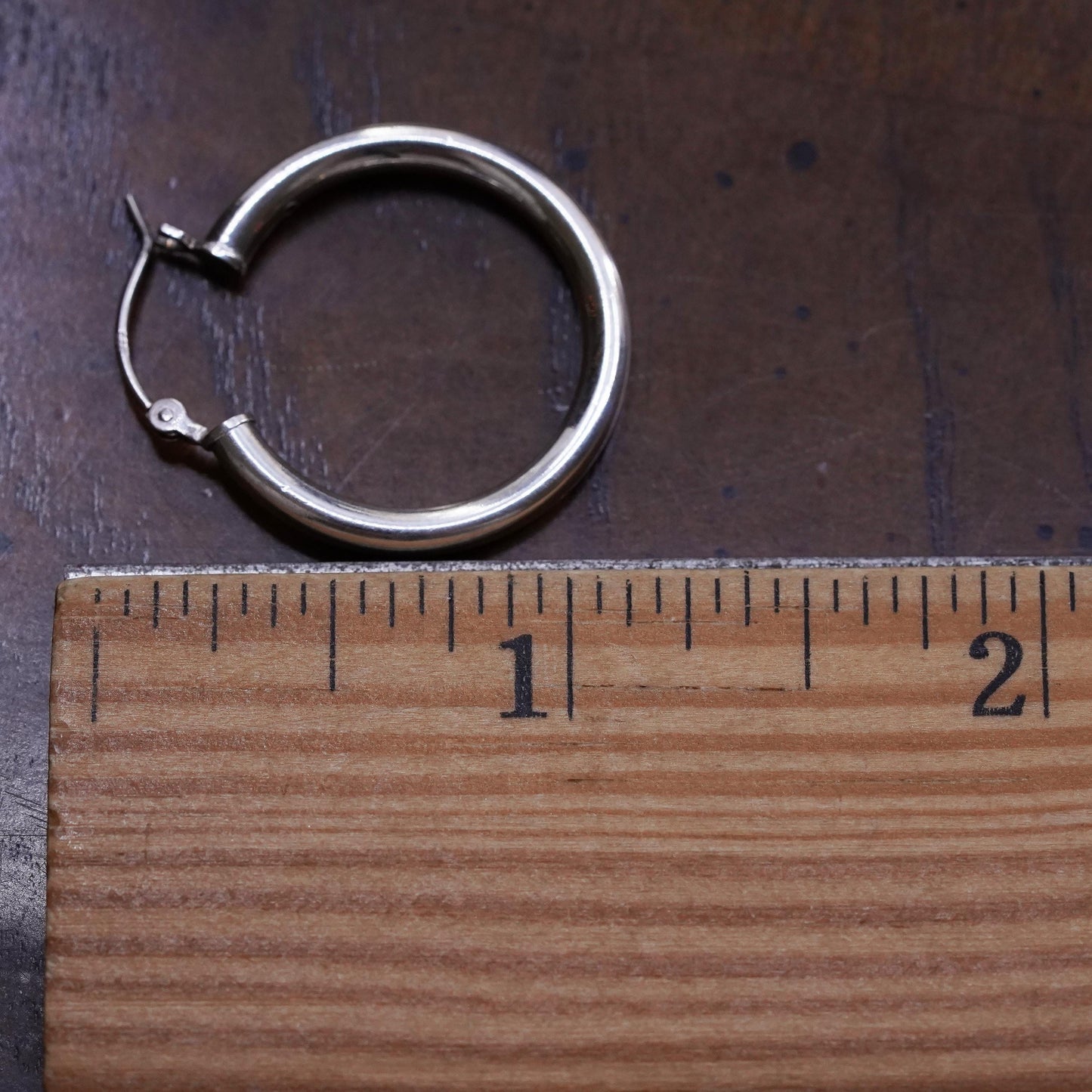 1", Vintage sterling silver loop single earring, minimalist primitive hoop