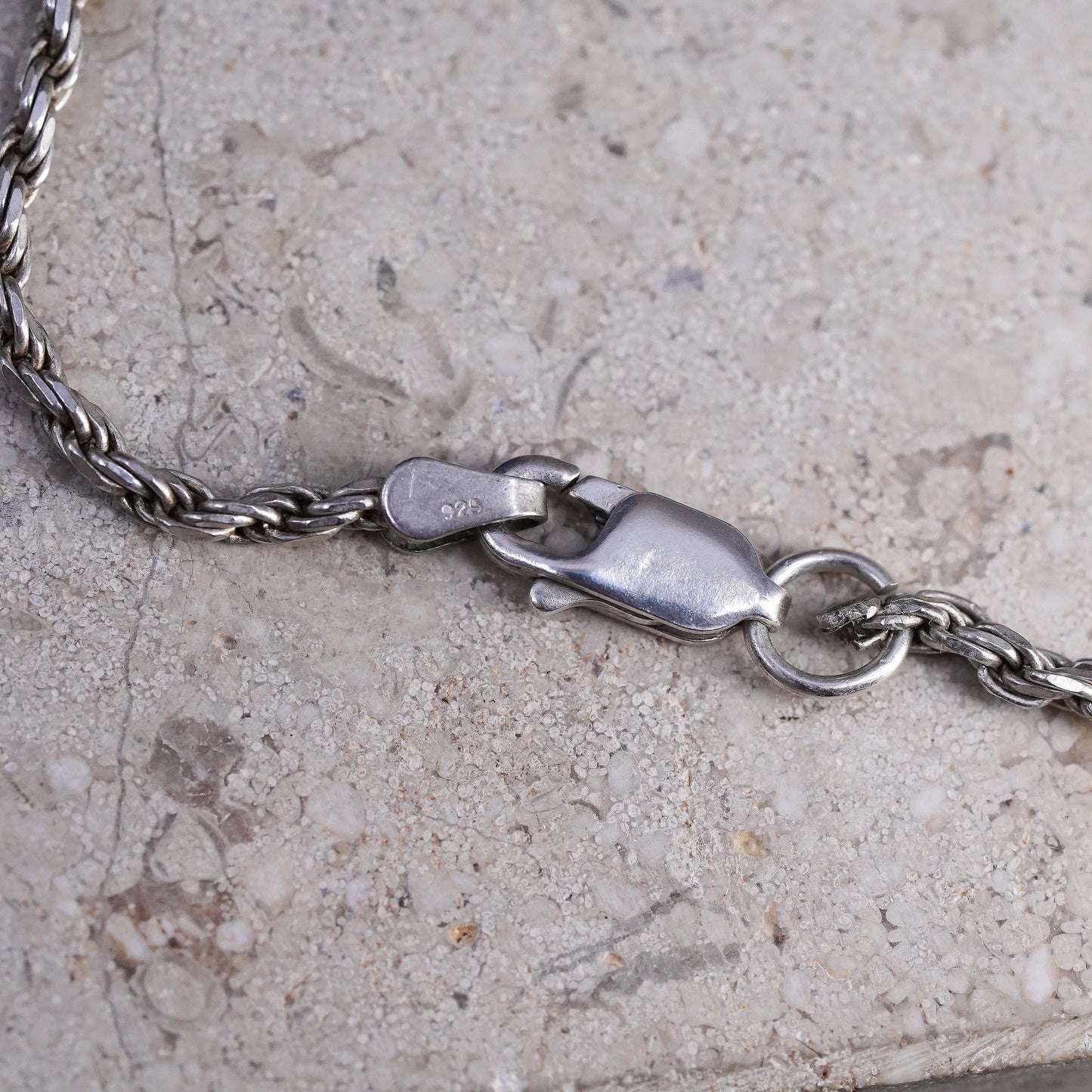 30" 2mm, vintage Sterling silver handmade necklace, 925 rope chain