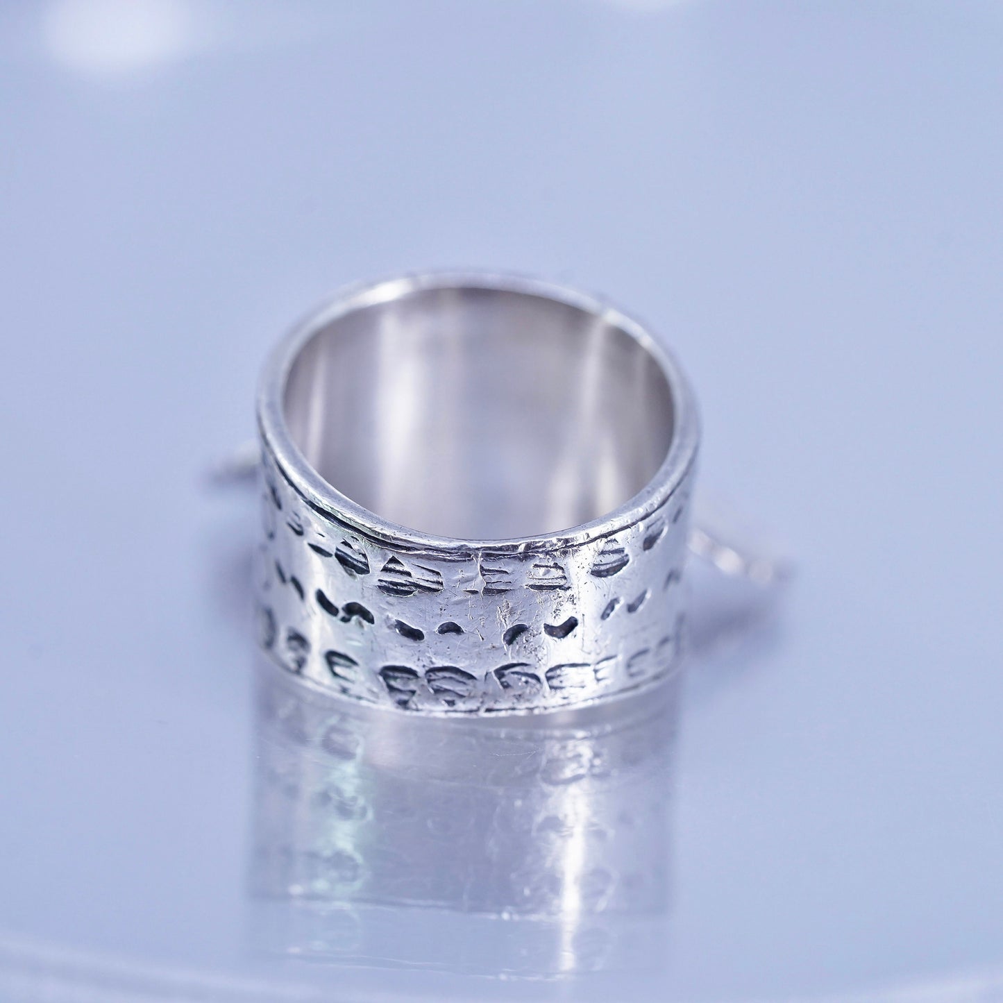 Size 7.5, Silpada R1902 925 Sterling Silver Pearl Stamped Coin Cha Cha Ring