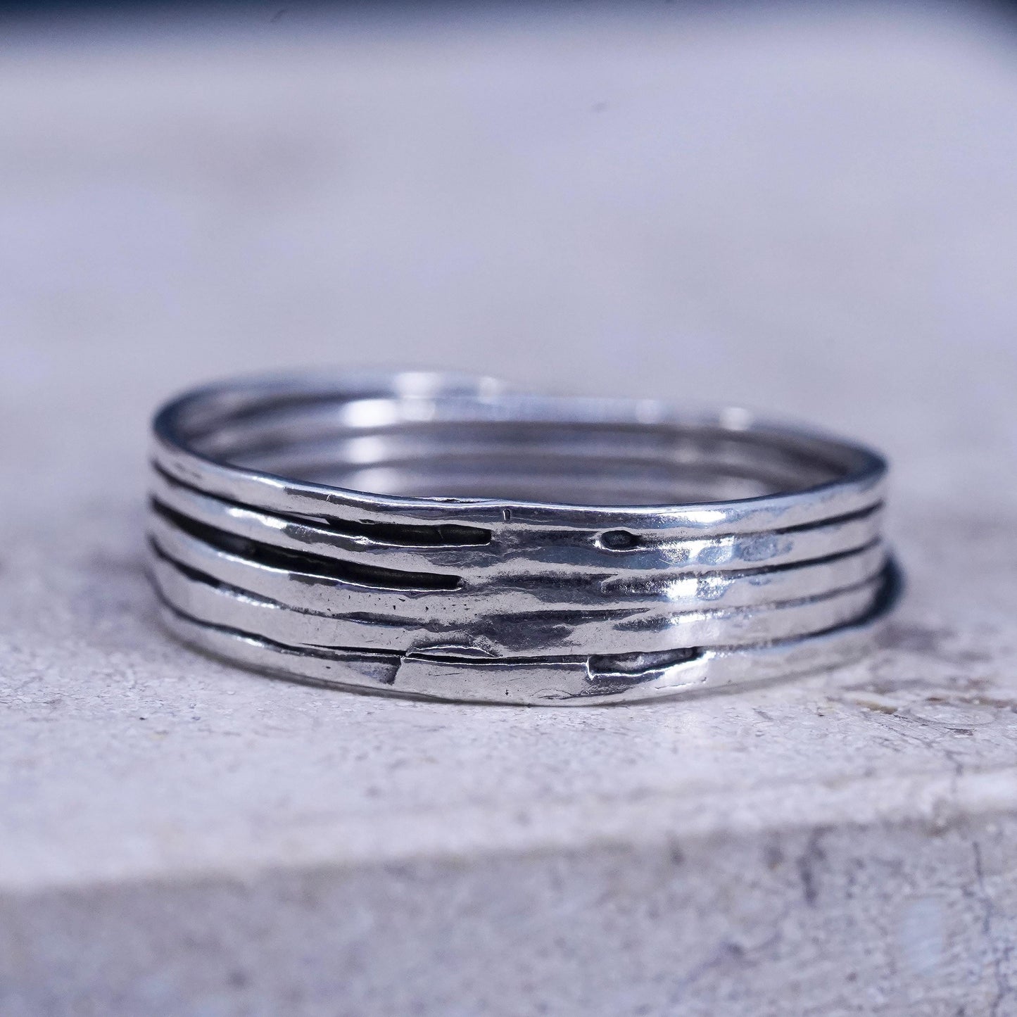 Size 9.25, vintage Israel Sterling silver handmade multi strands ring