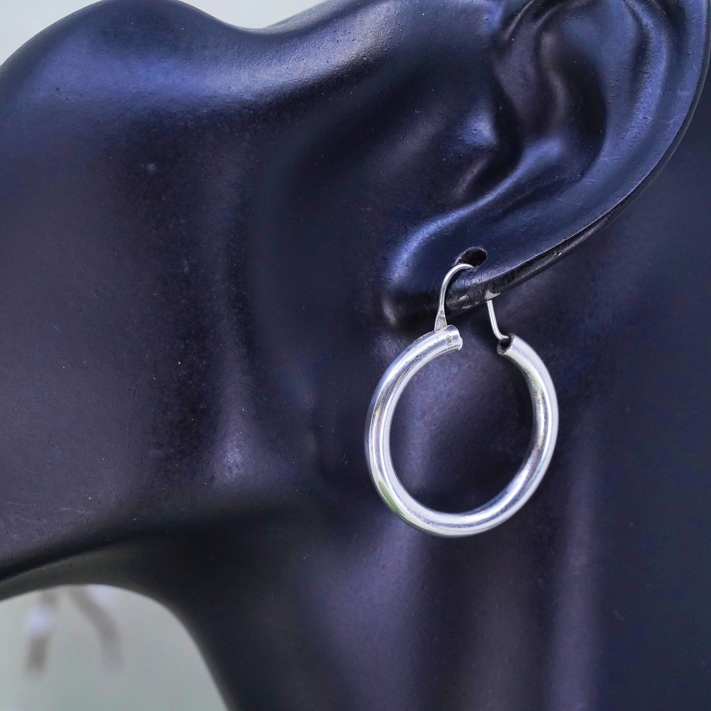 1.25", sterling silver loop earrings, fashion minimalist primitive wide hoops