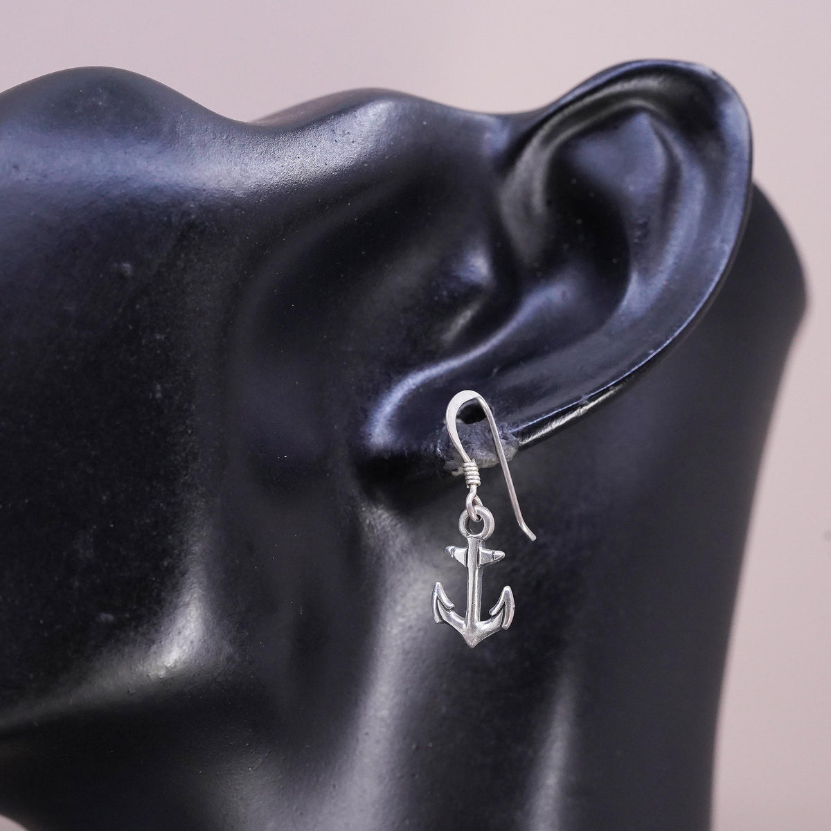 Vintage southwestern sterling silver handmade earrings, 925 anchor dangles