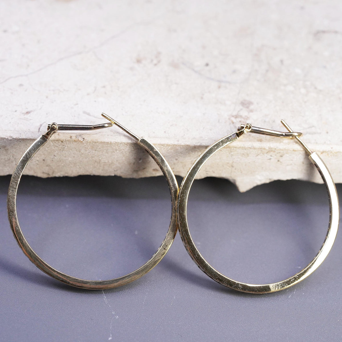 1.5”, Milor vermeil gold over Sterling silver earrings, 925 hoops cluster cz