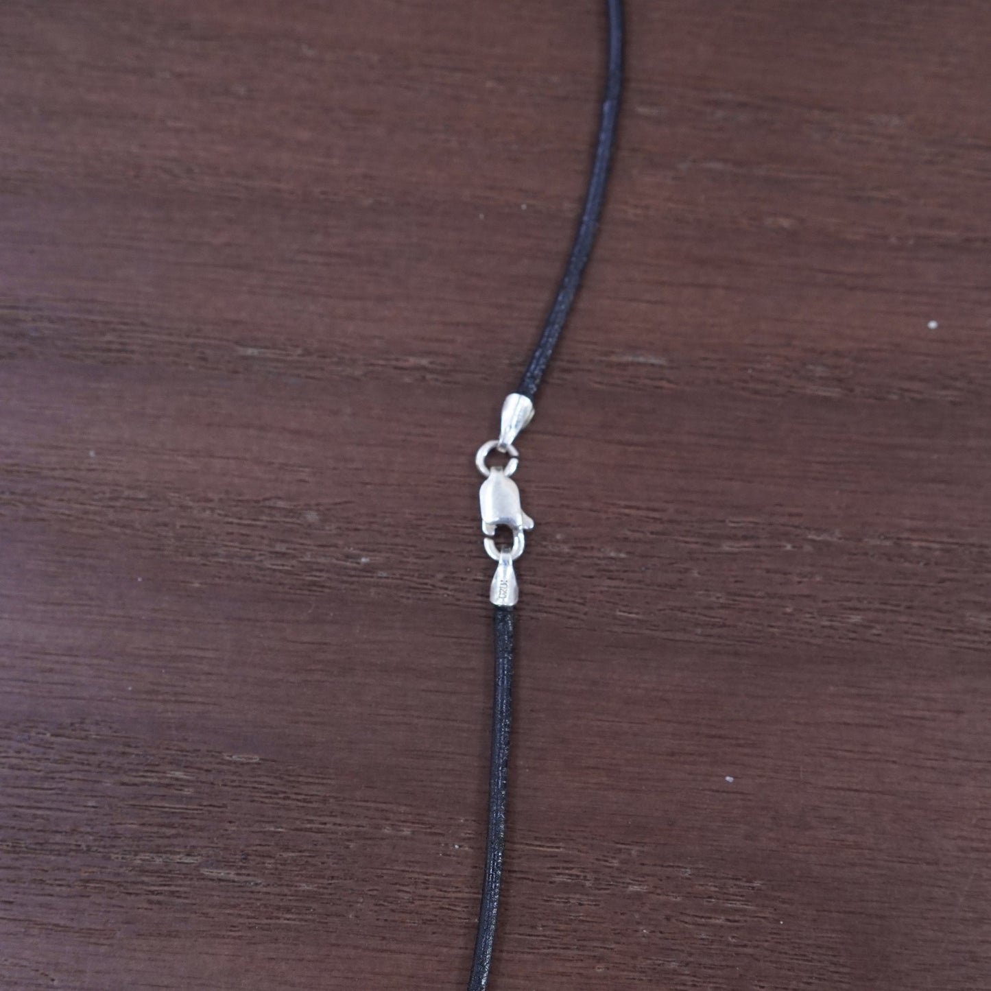 16”, handmade necklace, brown leather thread choker with sterling silver clasp