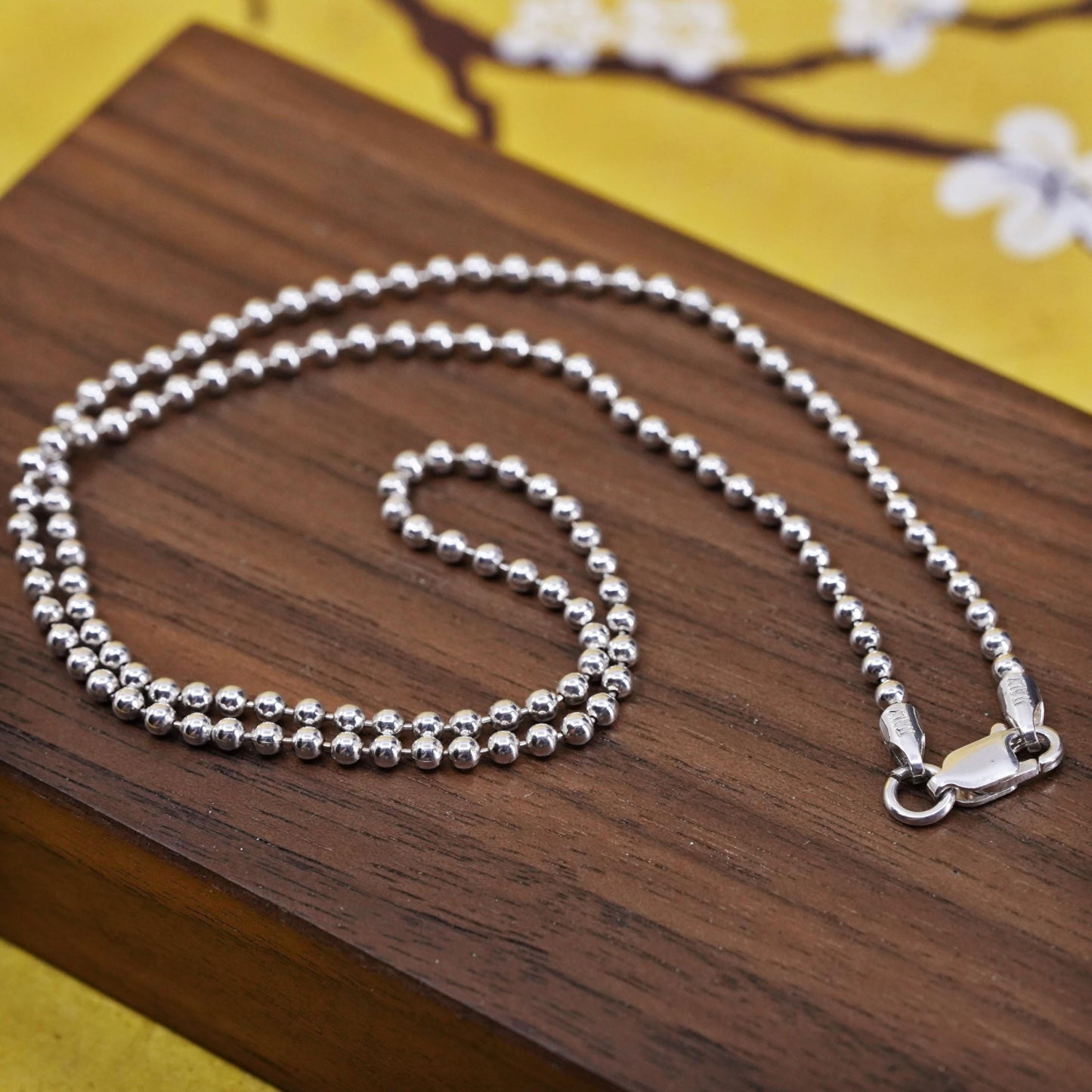 16”, vintage Milor Sterling silver bead necklace, Italy 925 chain with beads