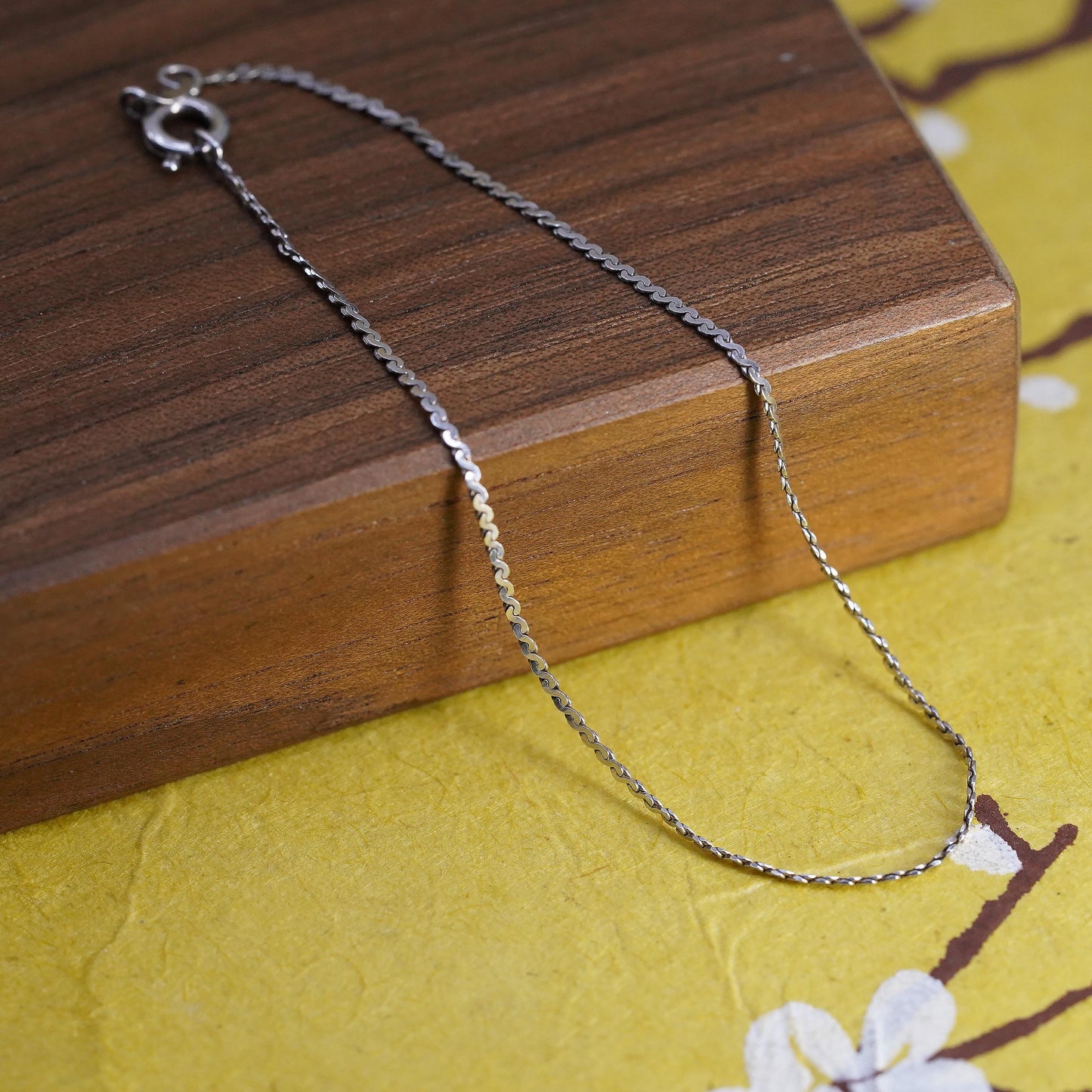 7", Vintage Sterling silver handmade twisted s link bracelet chain