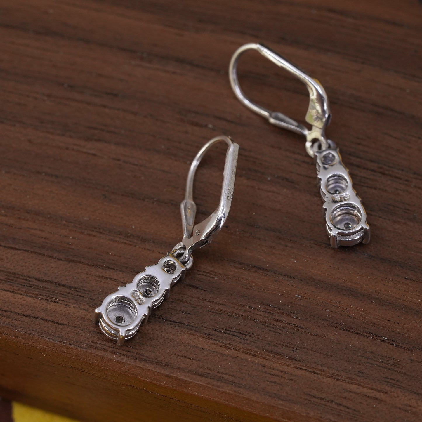 Vintage Sterling 925 silver earrings with cluster diamond