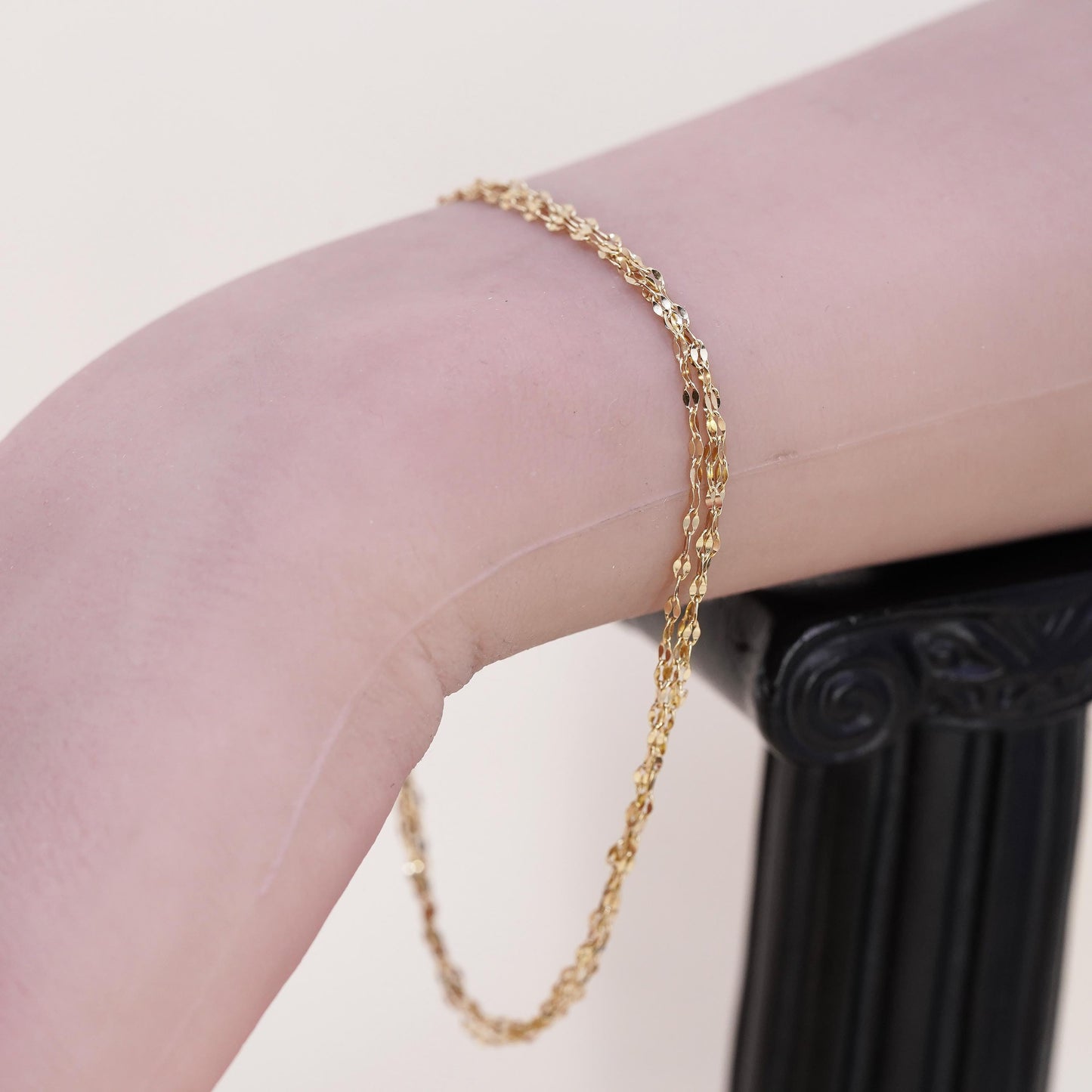 8.25+1”, VTG yellow gold over sterling 925 silver bracelet, multi strands chain