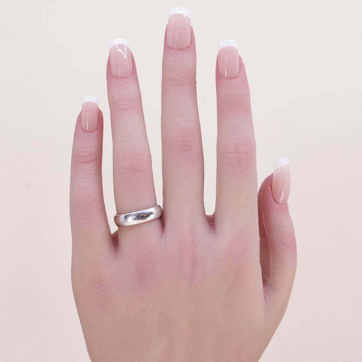 Size 7, Vintage sterling silver handmade ring, 925 silver band, wedding band