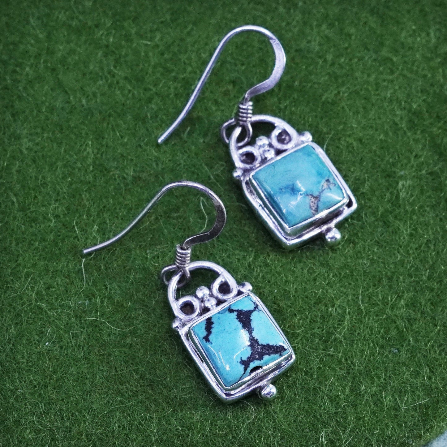Vintage Sterling silver 925 handmade earrings with turquoise