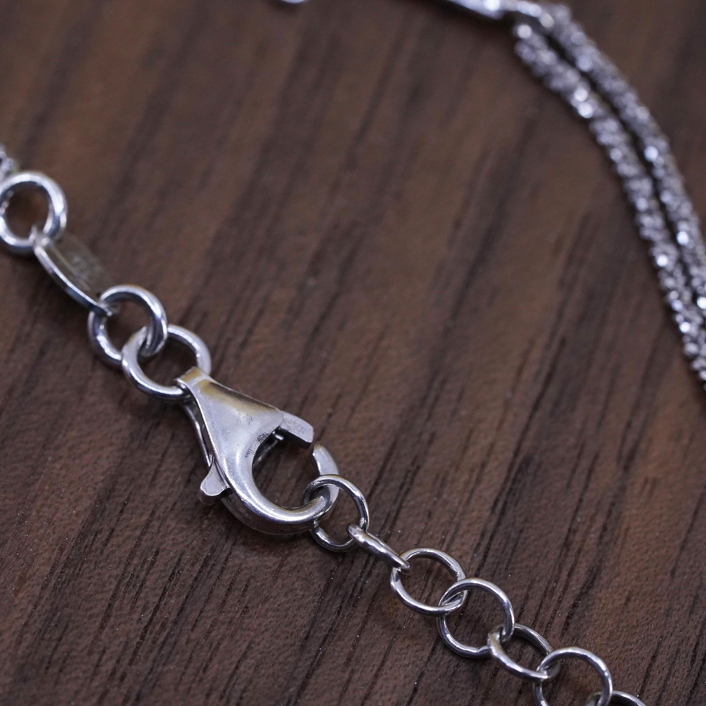7.75", Dyadema Sterling silver bracelet, 925 double strands chain cross charm