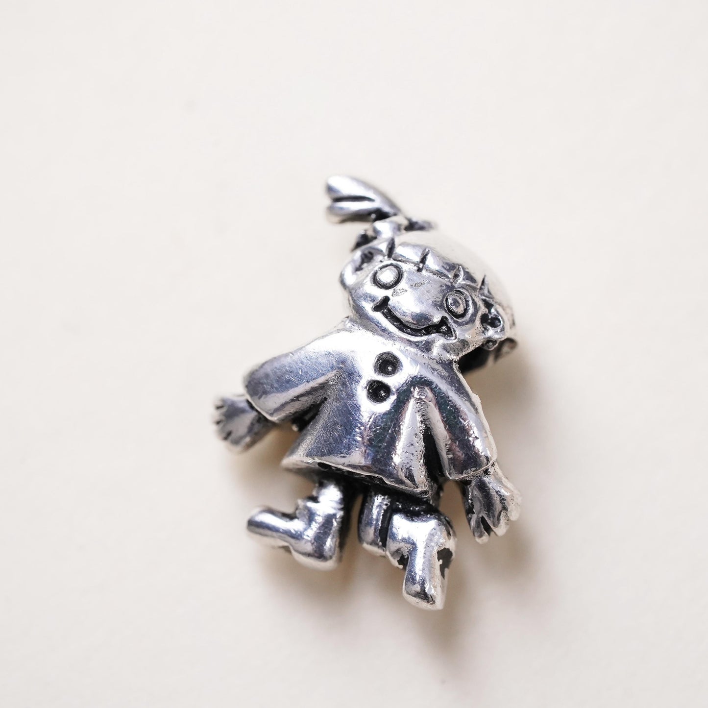 Vintage sterling silver handmade pendant, 925 girl figure bead charm