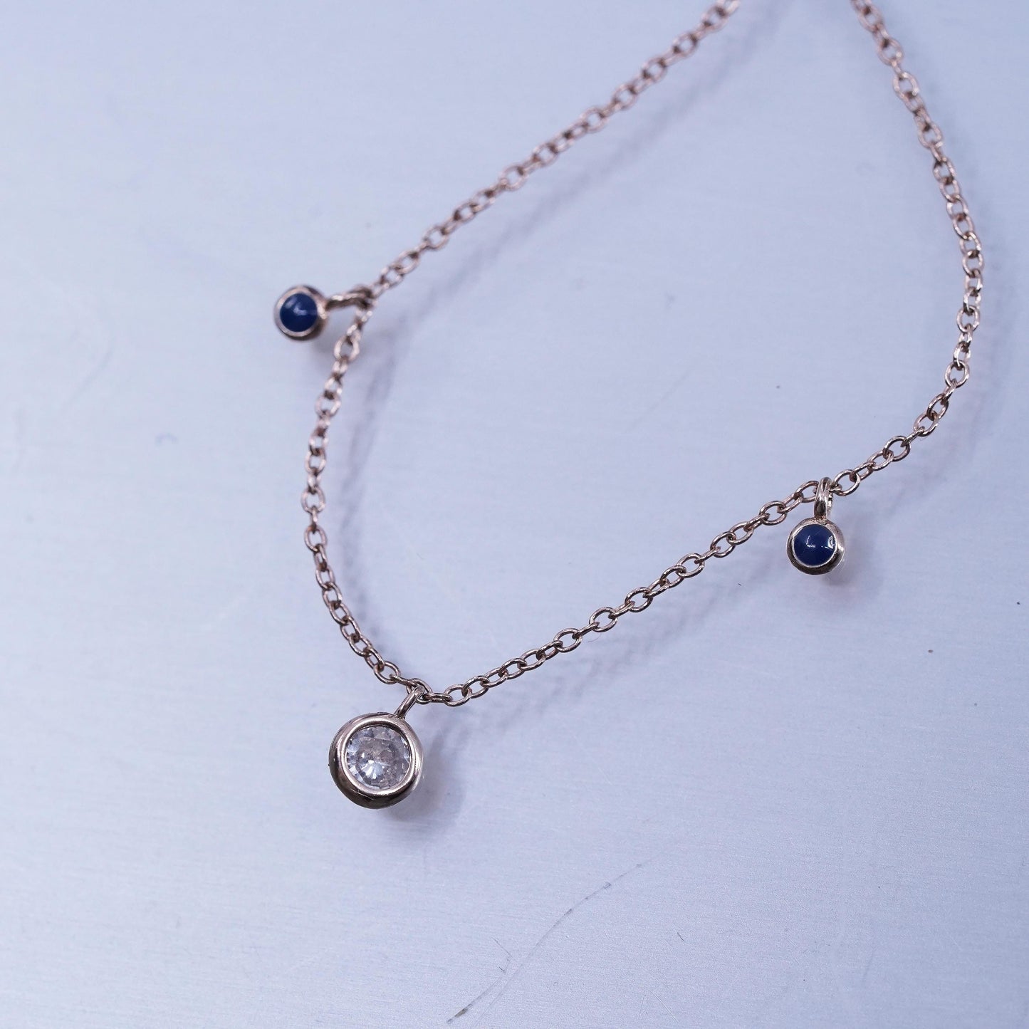 16+2”, vermeil rose gold over Sterling 925 silver necklace cz circle pendant