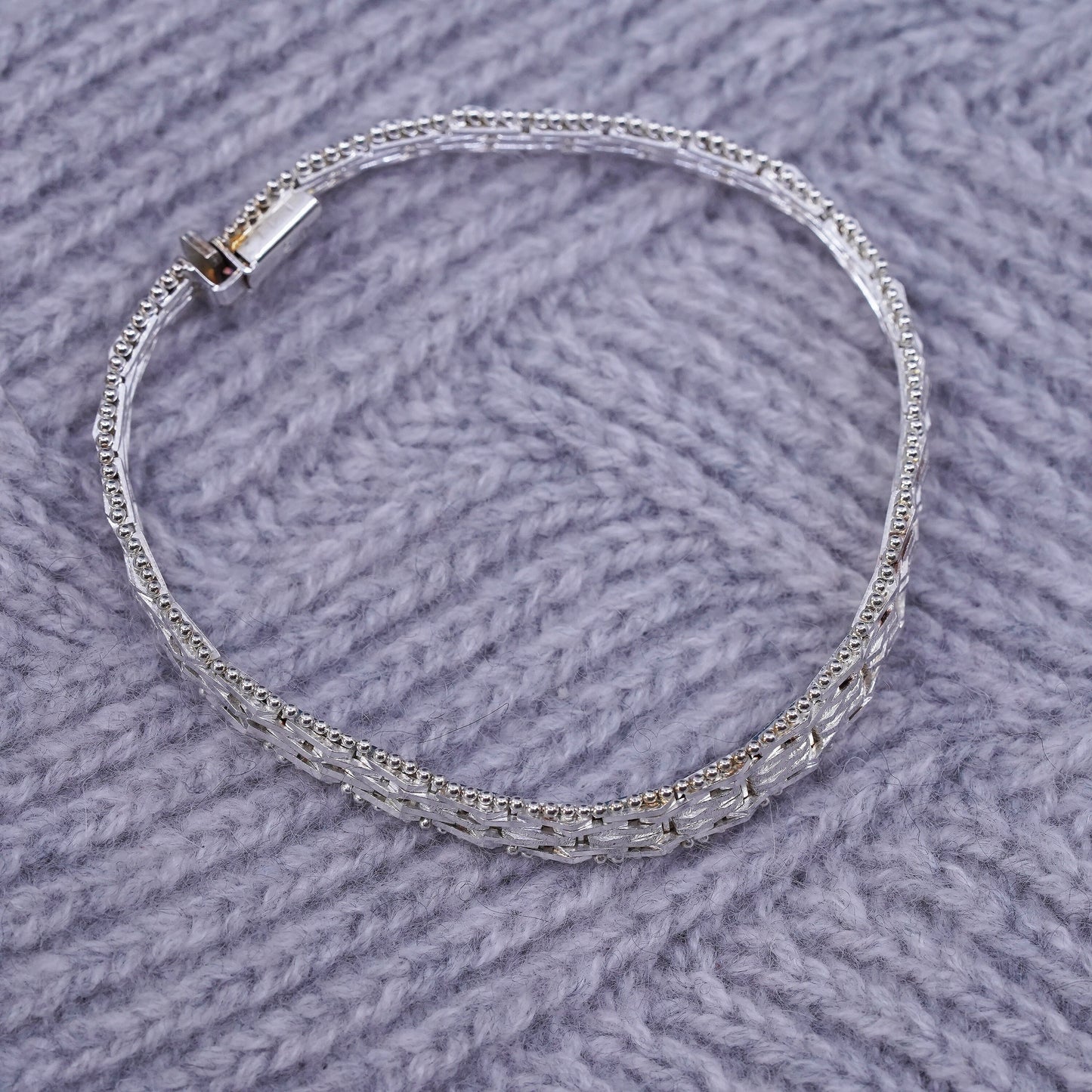 7”, 6mm, Vintage Italian sterling 925 silver chain, Italy Riccio bracelet