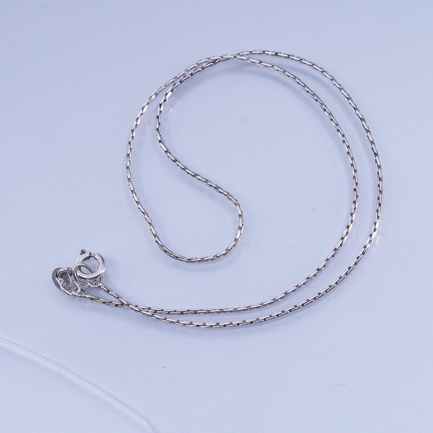 16” 1mm, vintage Sterling 925 silver textured snake chain necklace