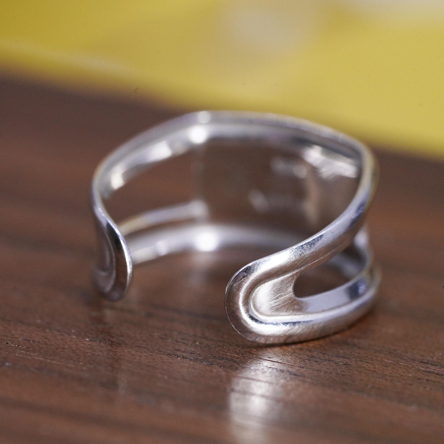 Size 4, Vintage Sterling silver handmade ring, 925 open band with pink cz heart
