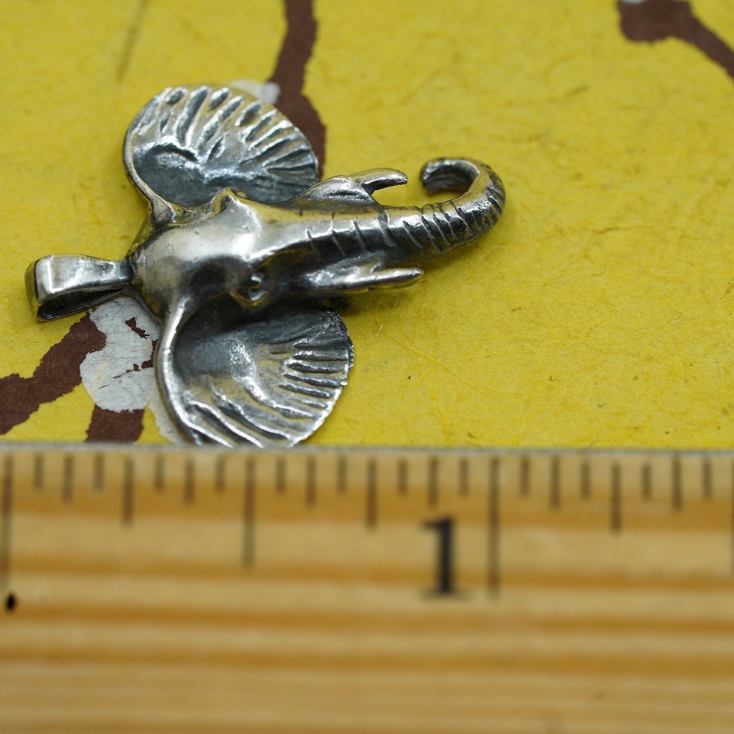 Vintage Sterling silver handmade pendant, 925 elephant head