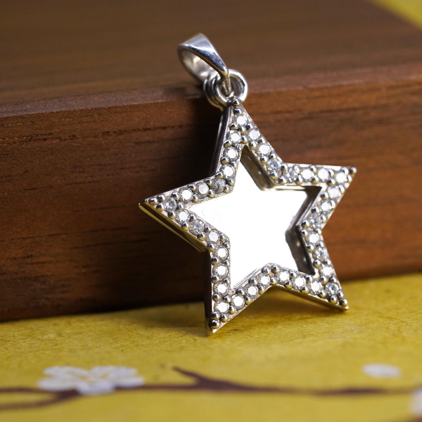 Vintage Judith Jack Sterling silver pendant, 925 double star cluster cz Kelsey