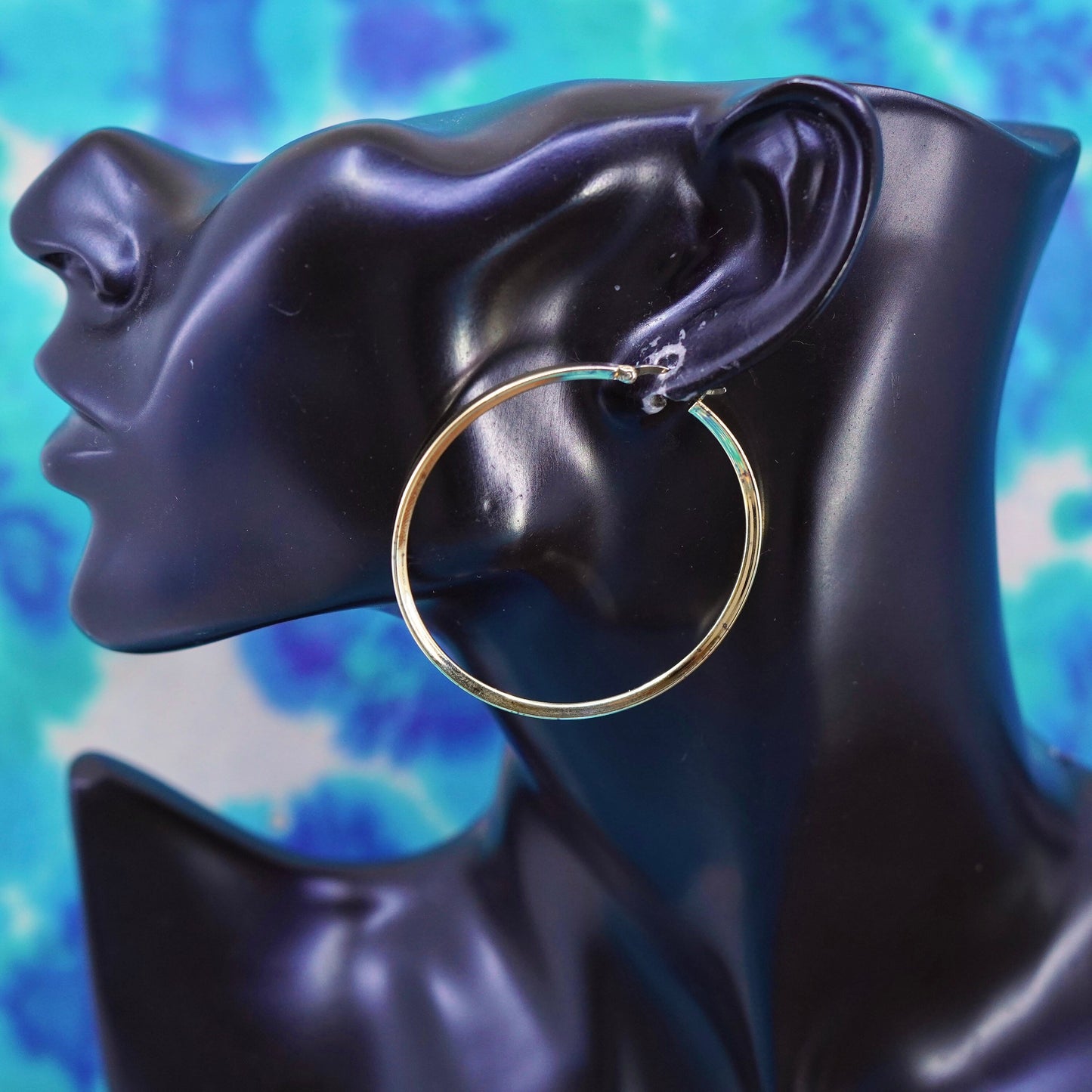 2”, vintage vermeil gold over Sterling silver handmade hoop earrings 925 huggie