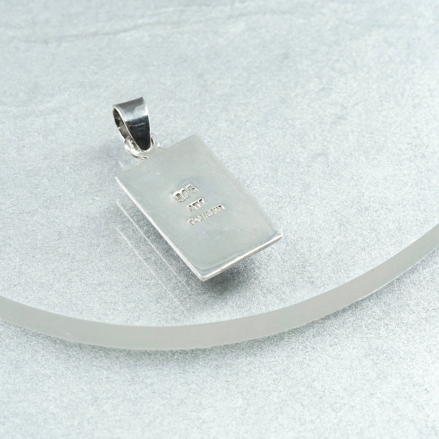 Vintage sterling 925 silver handmade pendant with mother of pearl inlay