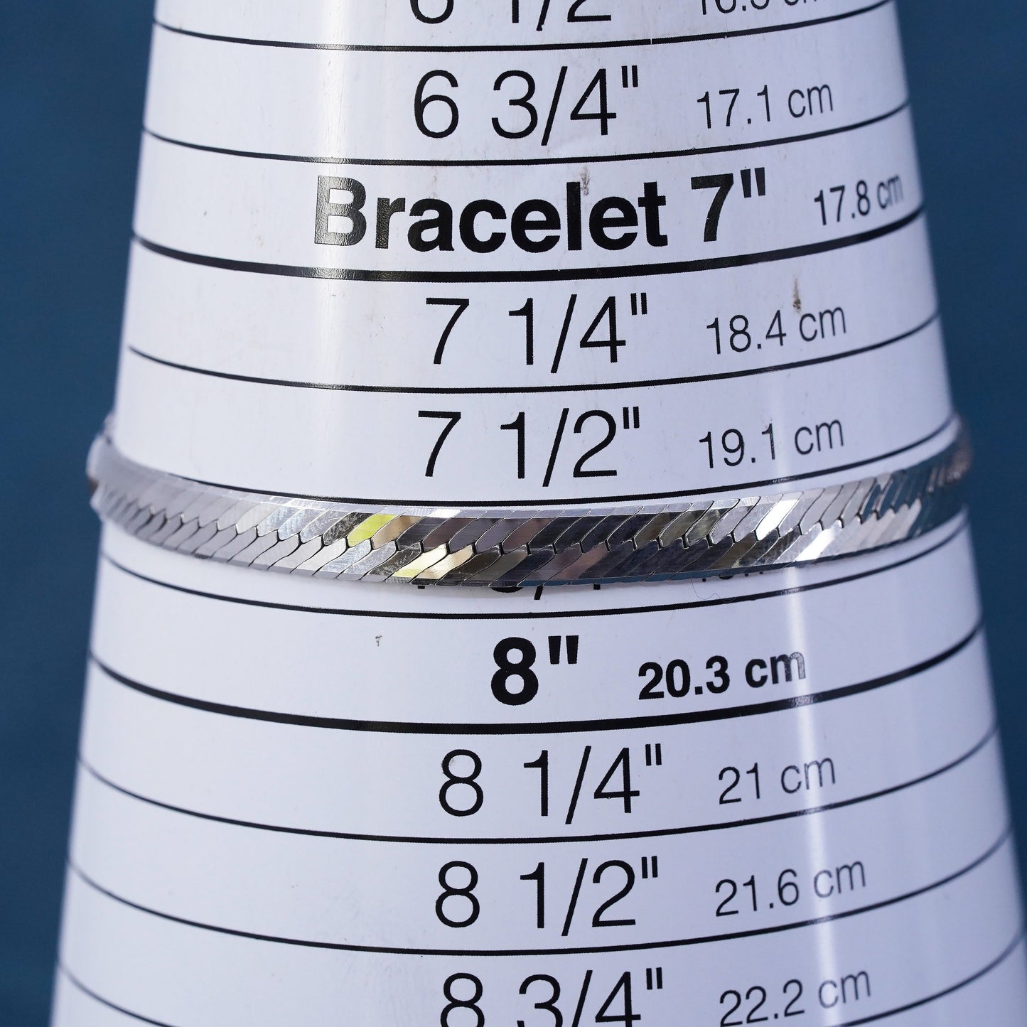 7.75", 5mm, vintage Sterling silver handmade bracelet, 925 herringbone link