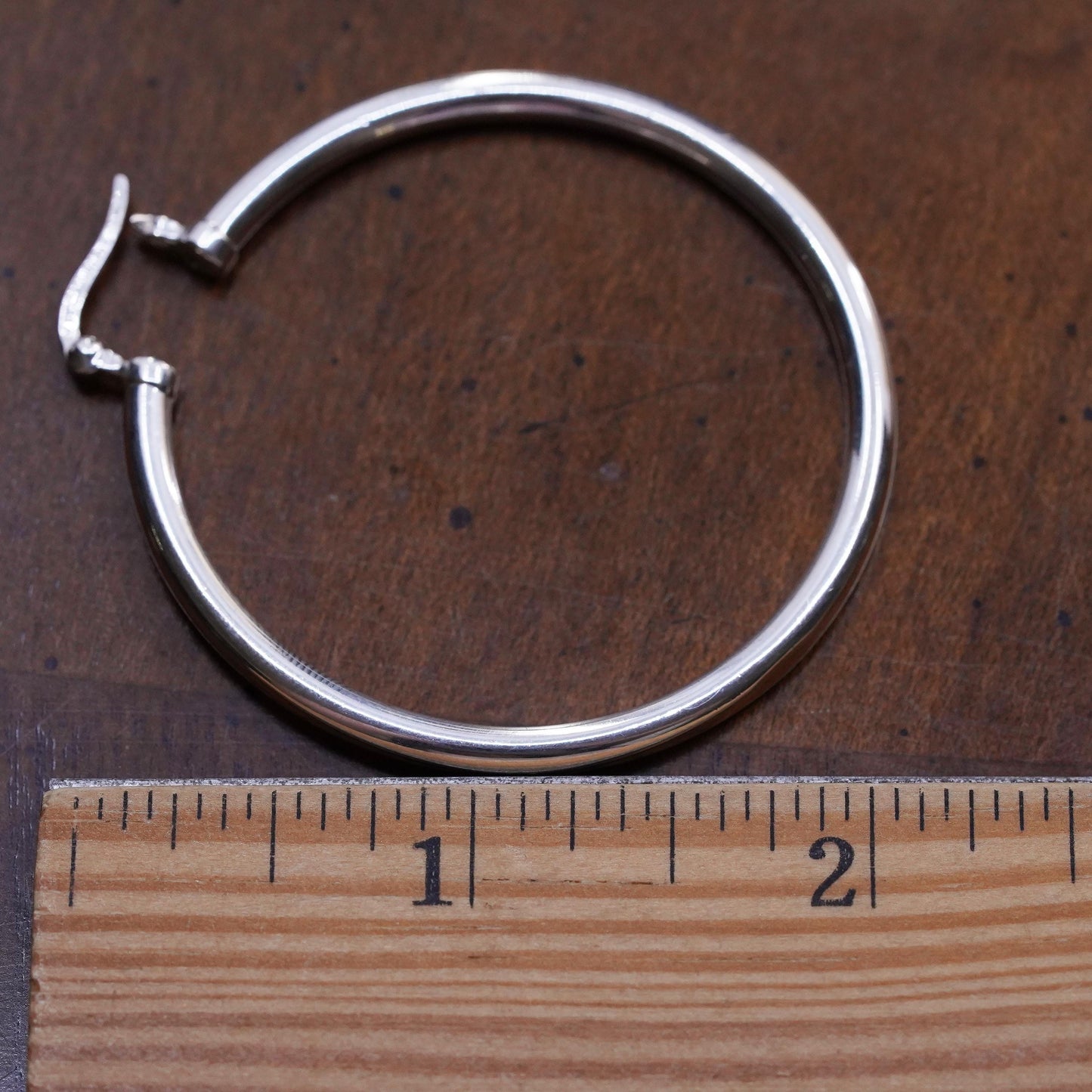 2", Vintage sterling 925 silver loop single earring, minimalist primitive hoop