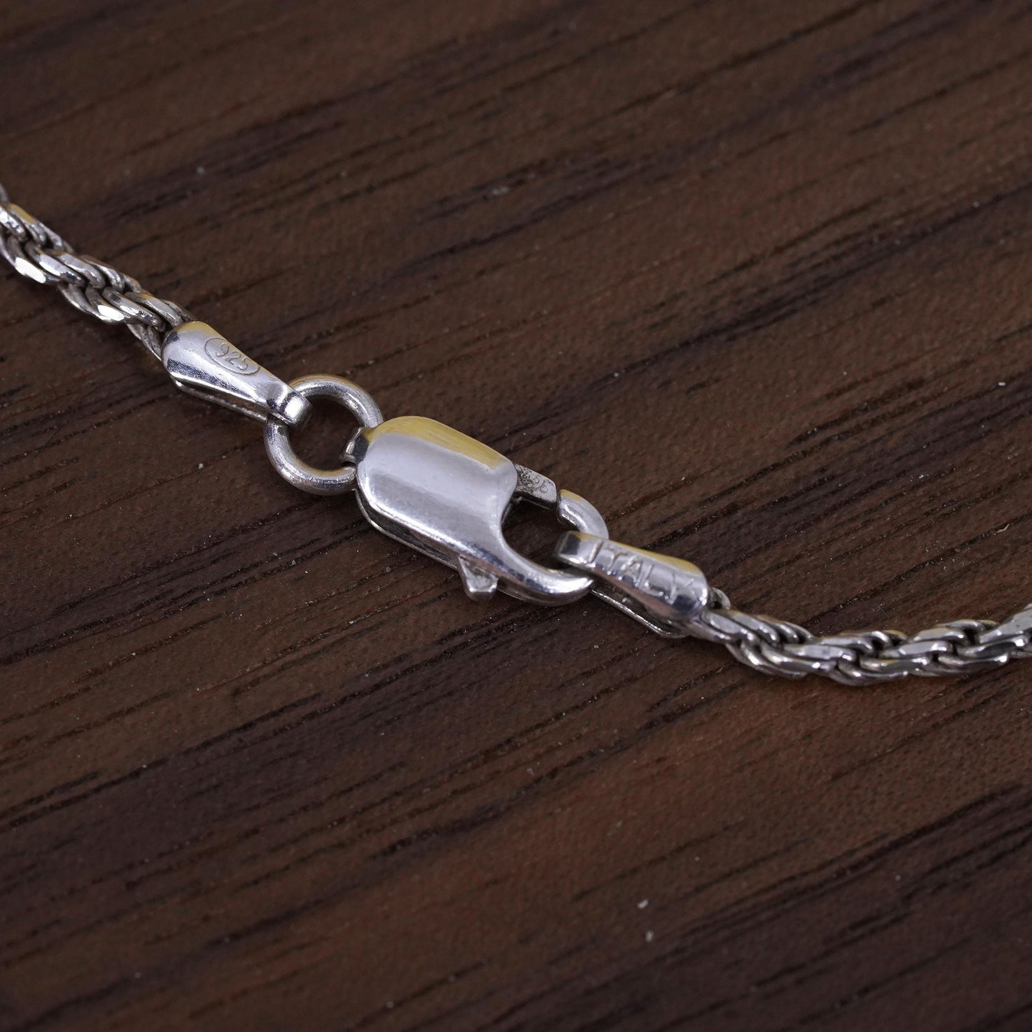 24" 2mm, vintage faded gold over Sterling silver necklace, Italy 925 rope chain
