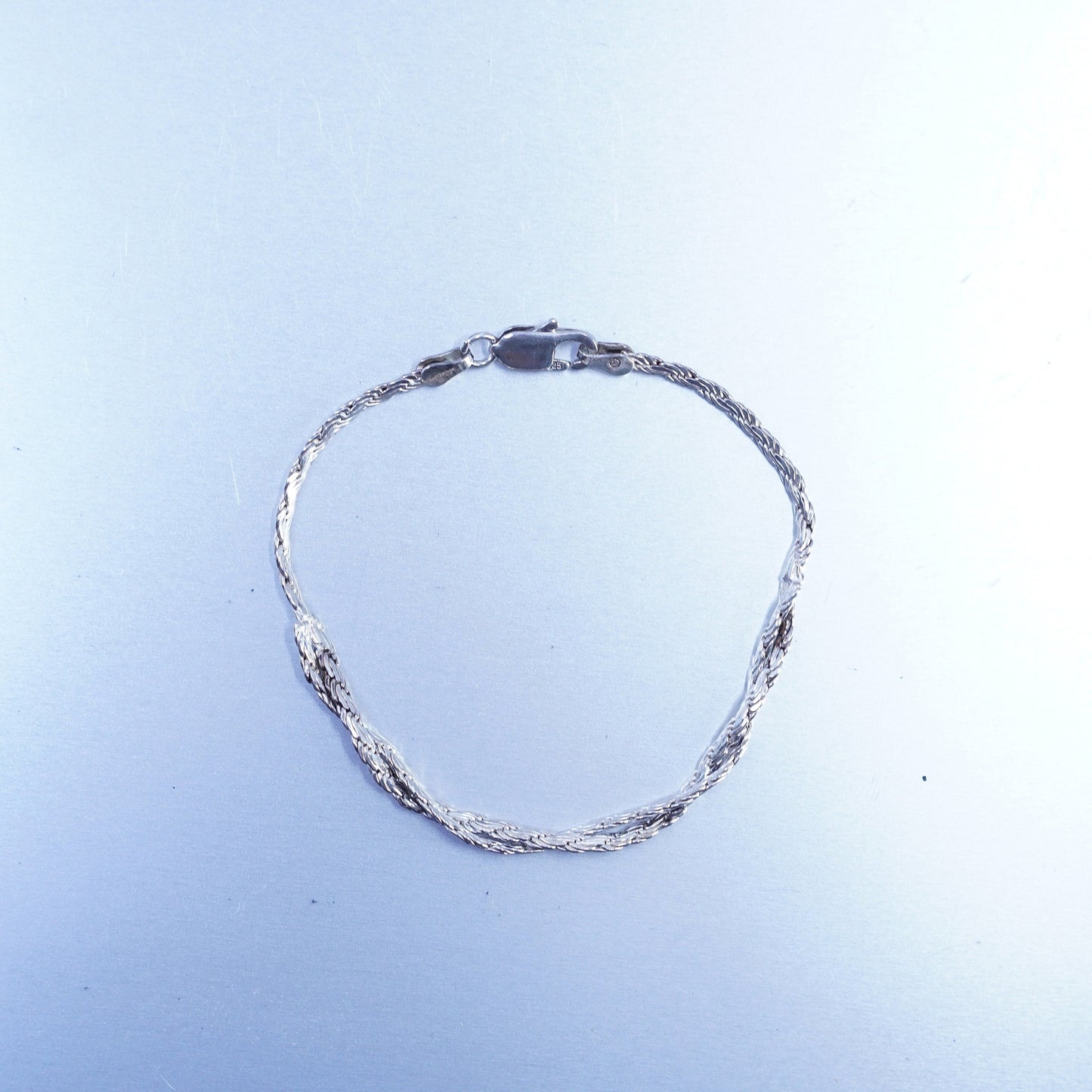 6.5”, Vintage Italy Sterling 925 silver handmade bracelet, twisted curb chain