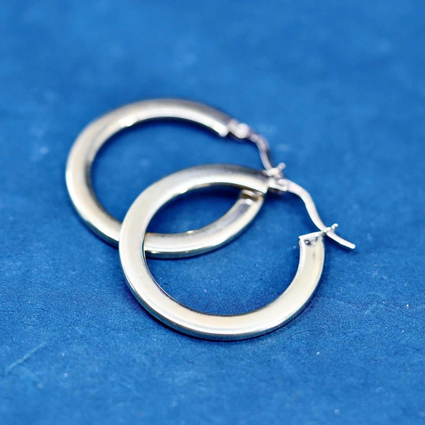1.25”, vermeil gold filled Sterling 925 silver flatten hoop earrings, huggie