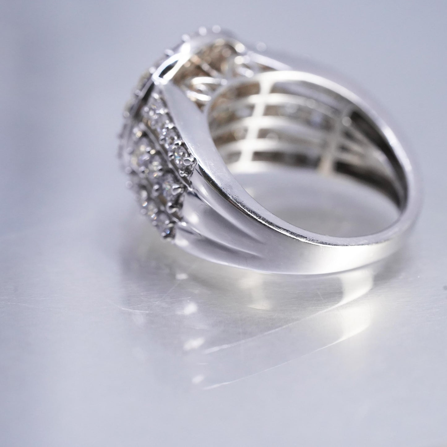 Size 9.25, vintage SJD Sterling 925 silver statement ring with cluster citrine
