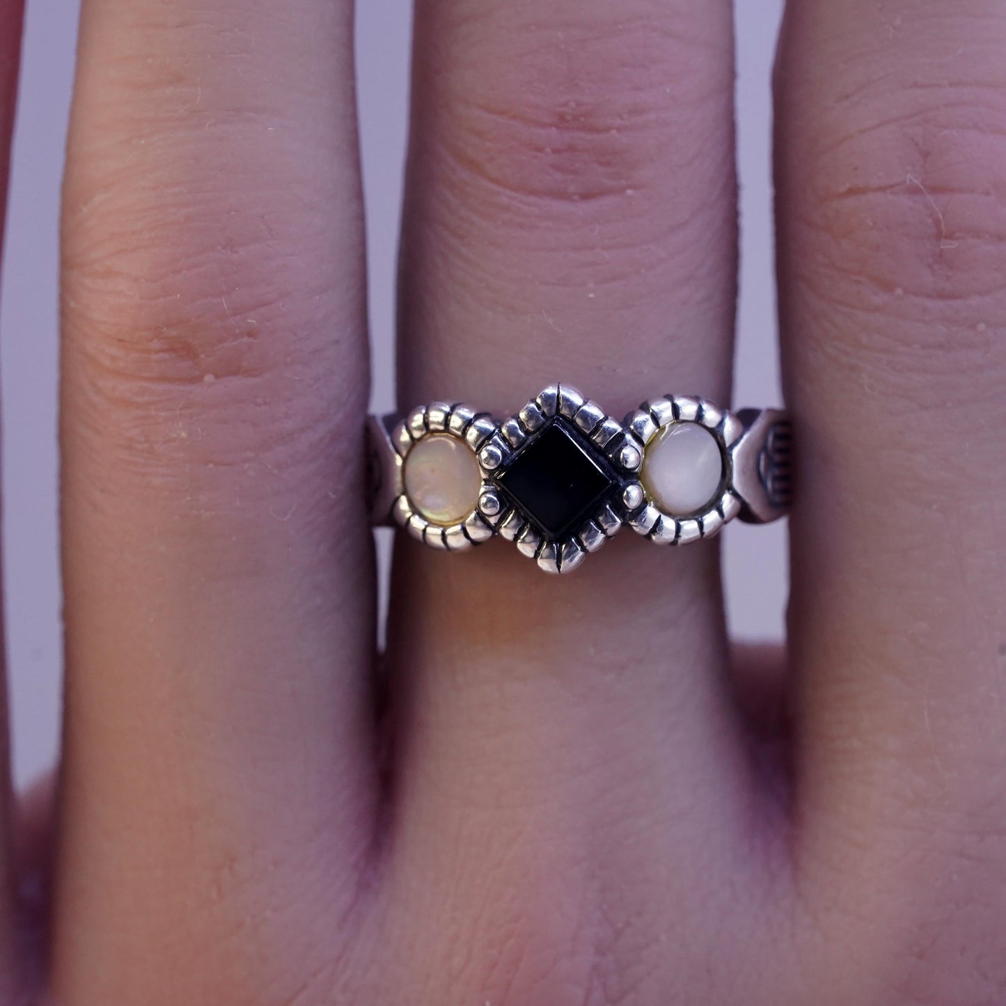Size 9.25, southwestern CAROLYN POLLACK RELIOS Sterling 925 silver ring onyx