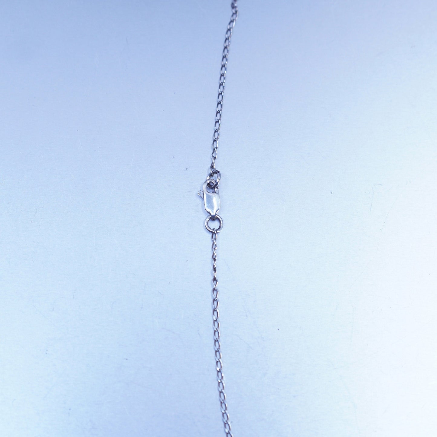 22+2”, Sterling 925 silver circle necklace with cross charm and jade bead