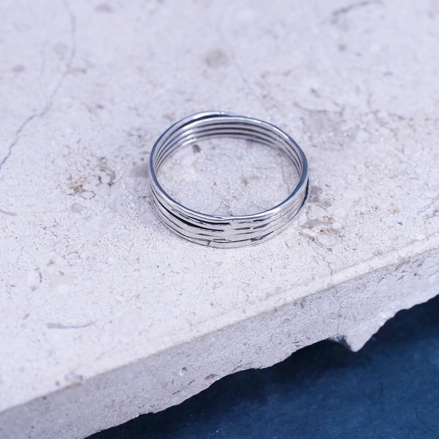 Size 9.25, vintage Israel Sterling silver handmade multi strands ring