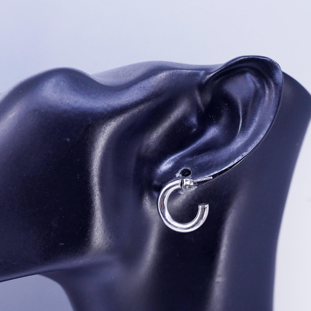 0.75" Vintage sterling silver 925 handmade Huggie stud earrings Hoops