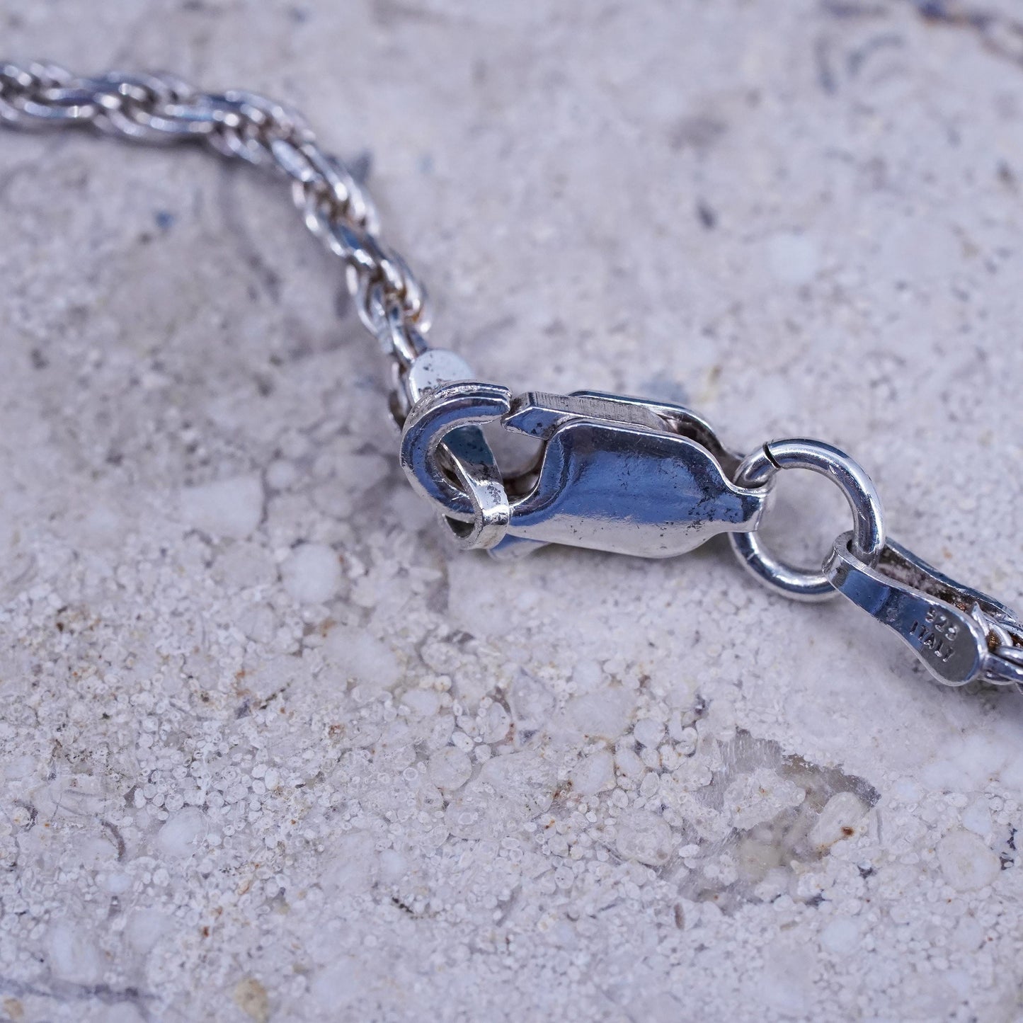 18”, 2mm, vintage Sterling silver handmade necklace, 925 rope chain