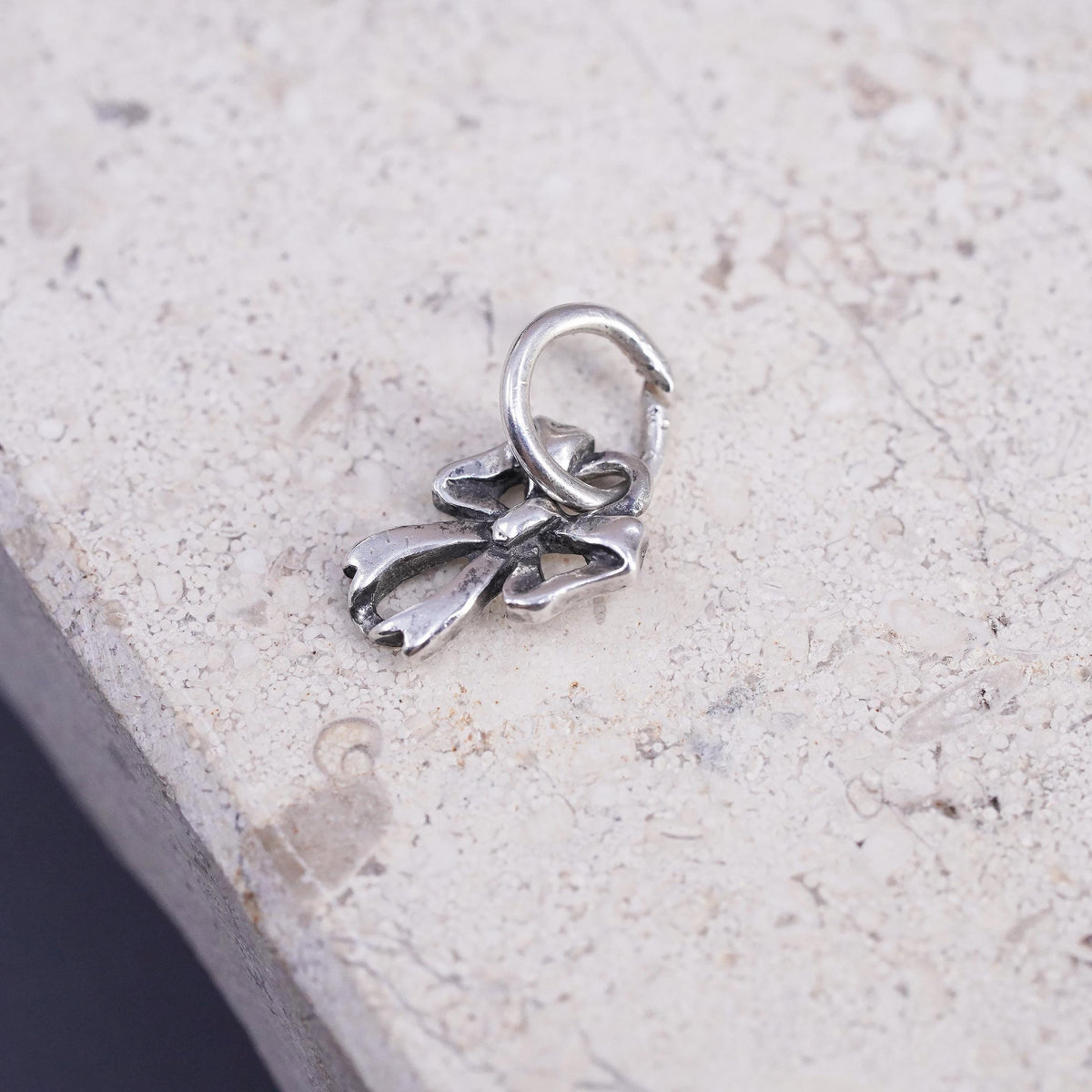 Vintage Sterling silver handmade pendant, 925 ribbon charm