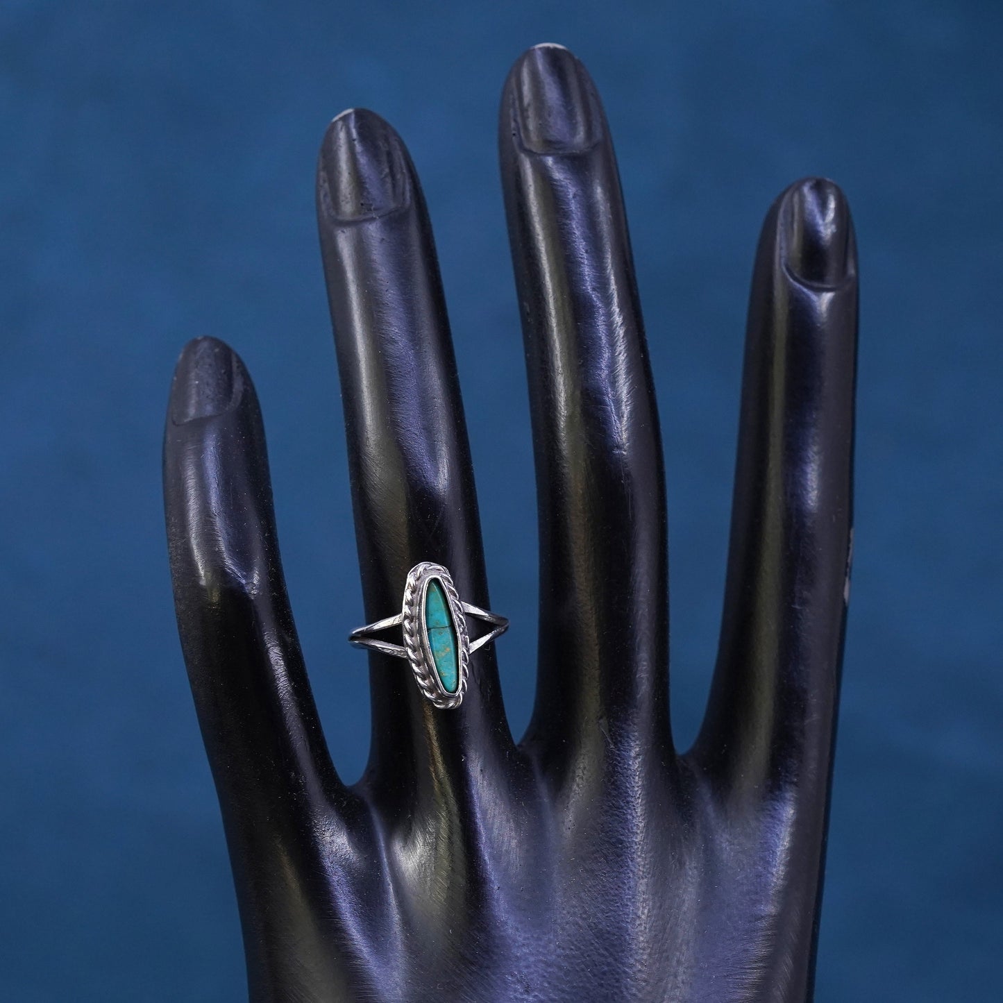 Size 5.5, Sterling silver ring with turquoise, Native American, southwestern