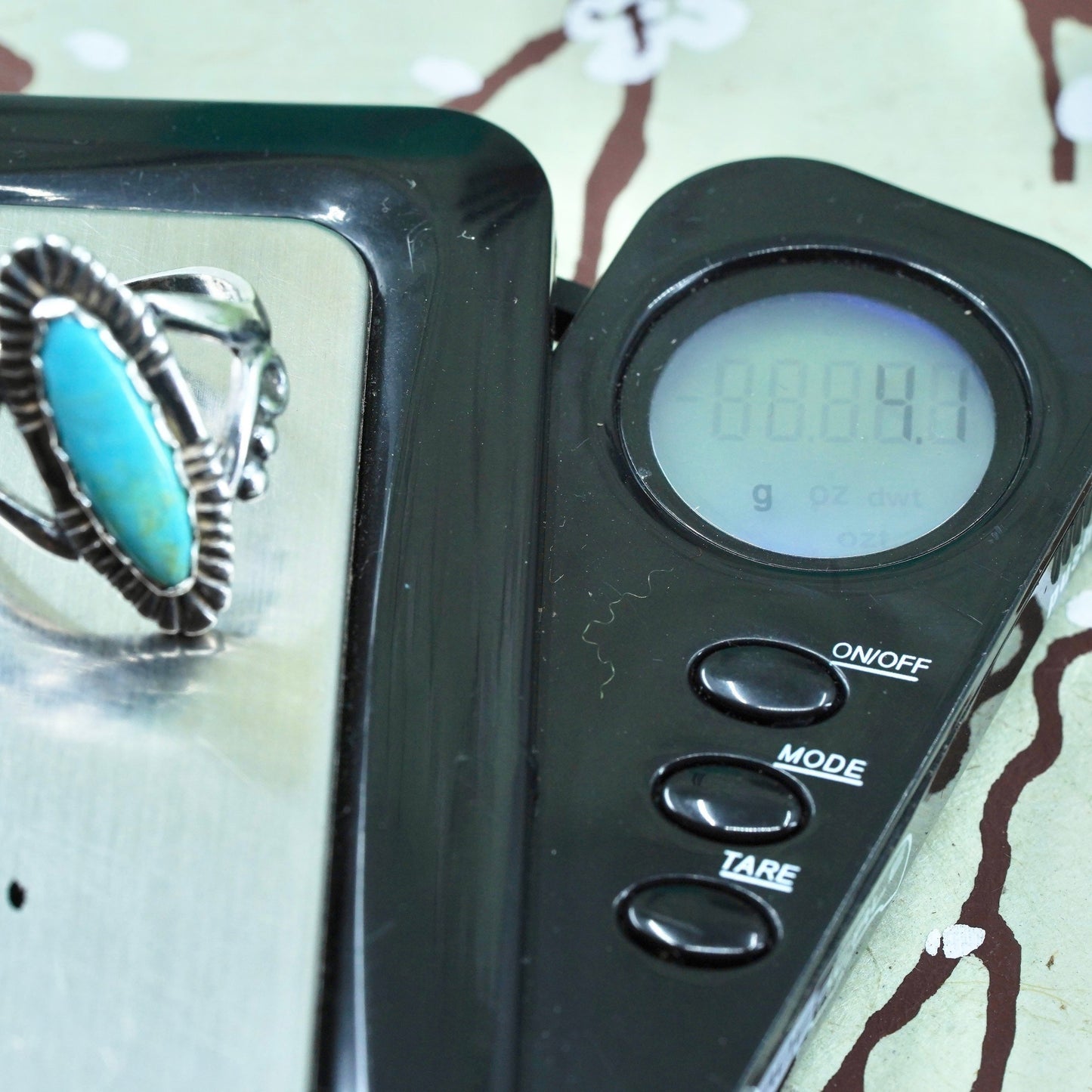 Size 7, Native American sterling silver ring, handmade 925 band with turquoise