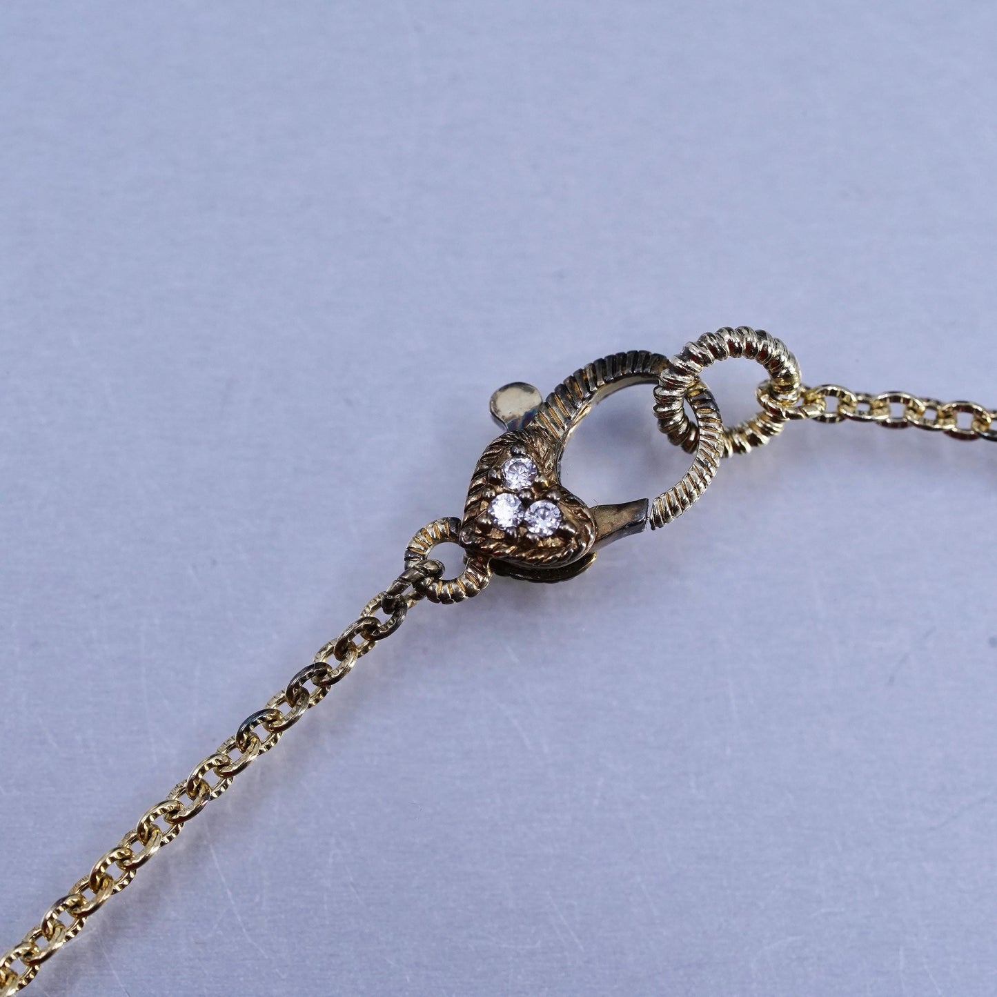 18+2", vintage Judith Ripka gold Sterling 925 silver necklace floral cz pendant