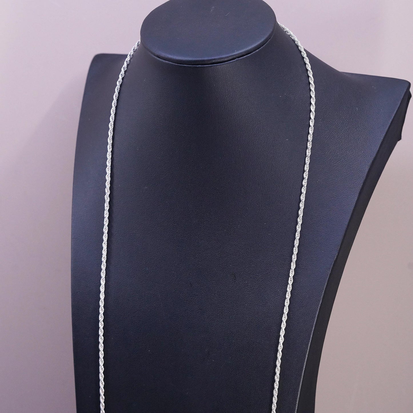 30”, 2mm, vintage Sterling silver handmade necklace, 925 rope chain
