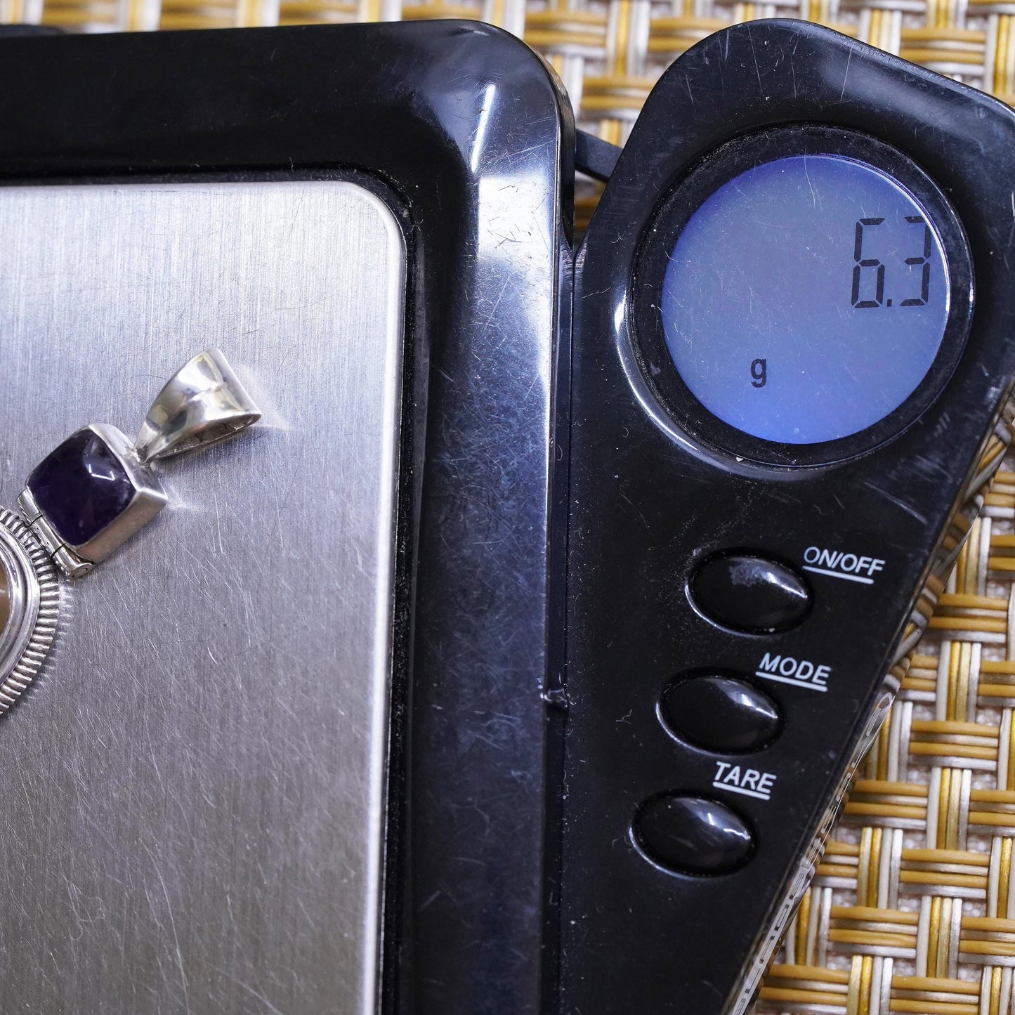 Vintage Sterling 925 silver handmade pendant with oval citrine amethyst