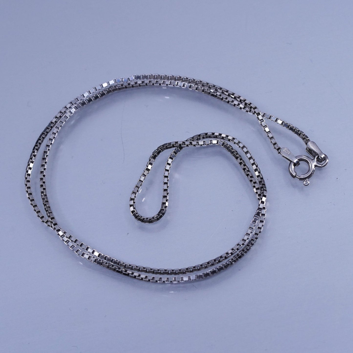 18” 1.4mm, vintage Italian 925 silver box chain necklace
